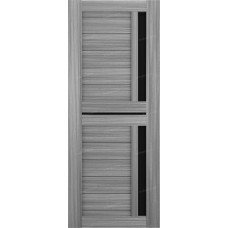 Дверь межкомнатная Леском Техно-9 Дуб пепельный, стекло черное